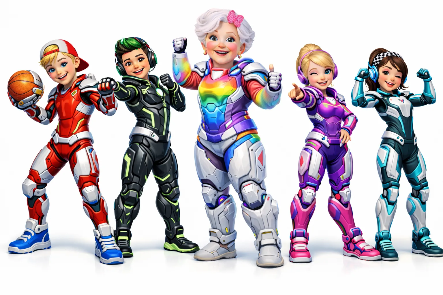 The family in exosuits