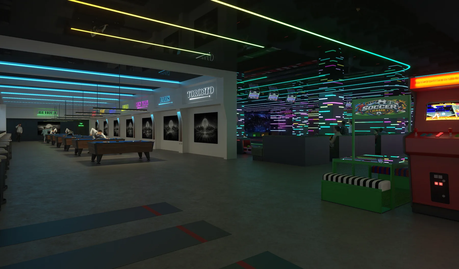 Billiards and retro arcade