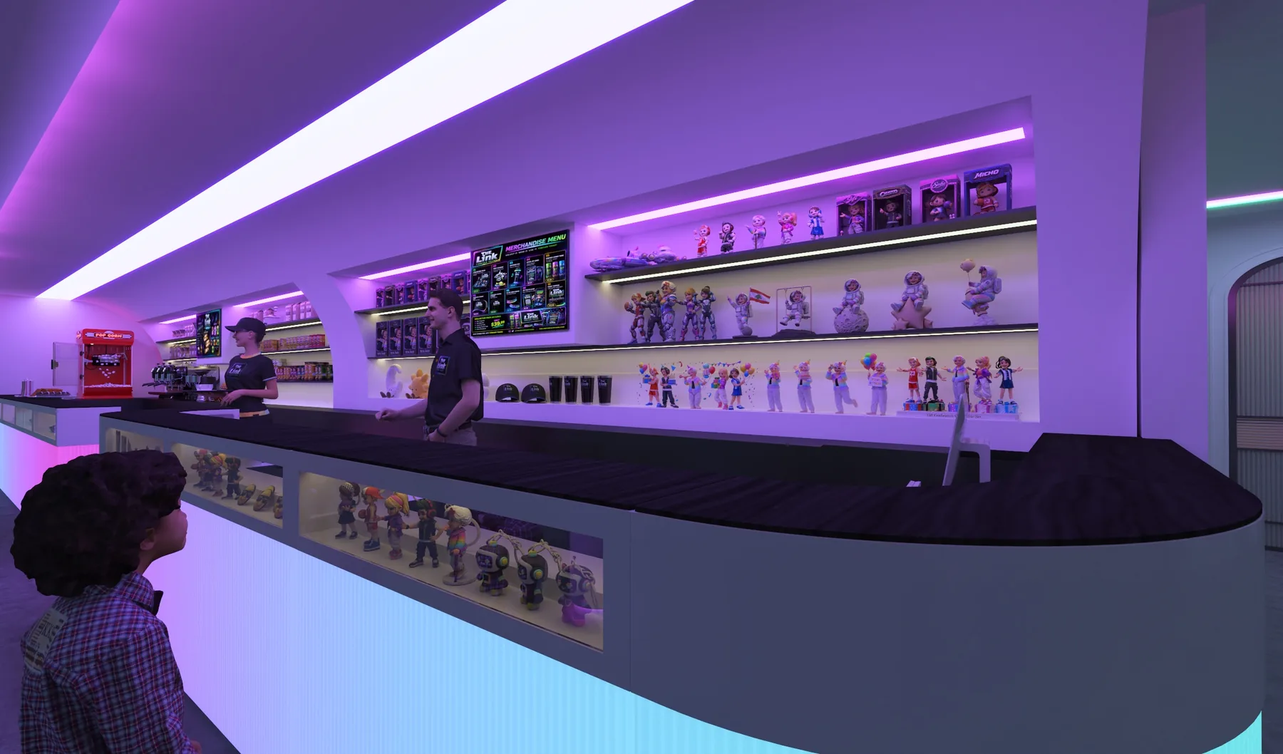 Merchandise and snacks counter
