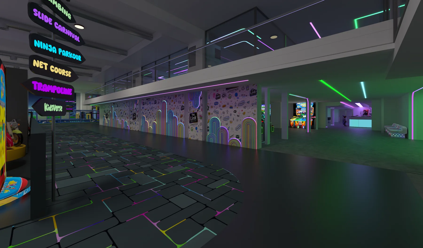 Activity trail with interactive floor
