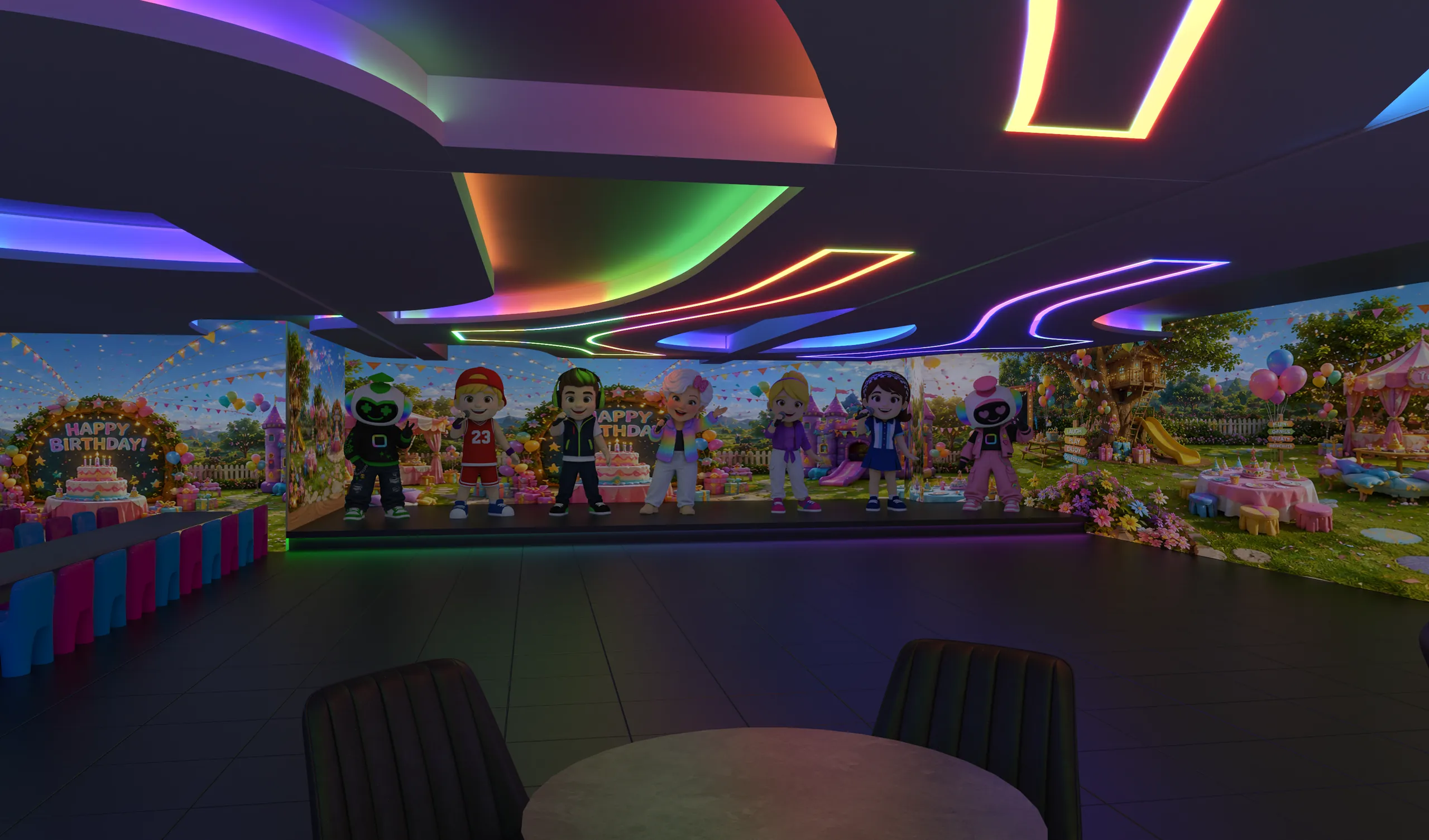 Projection-mapping theater with the characters