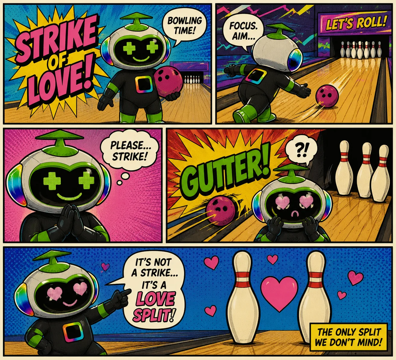 Comic story: bowling with Linky and Linko
